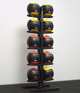 Напольная двухсторонняя стойка для медболов на 10 шт (Черный (RAL 9005 М))
