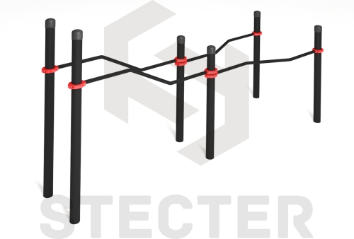 Брусья двойные, разноуровневые с подъездом для коляски
