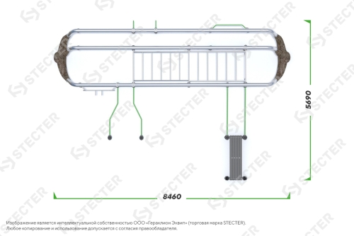 Инклюзивный уличный воркаут комплекс "Деревья". Тип 5 - 8,46х5,69 метров (48,14 кв.м.) фото 3