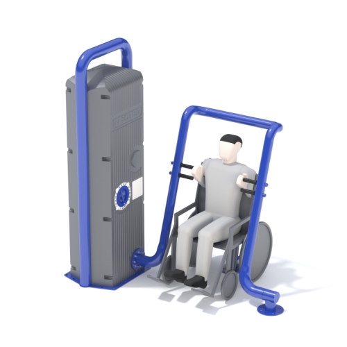 Уличный инклюзивный грузоблочный тренажер "Жим от груди" сидя фото 3