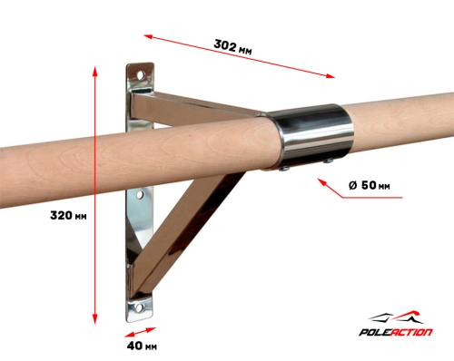 Модель №9- кронштейн балетного (хореографического) станка одноуровневого из нержавеющей стали фото 4