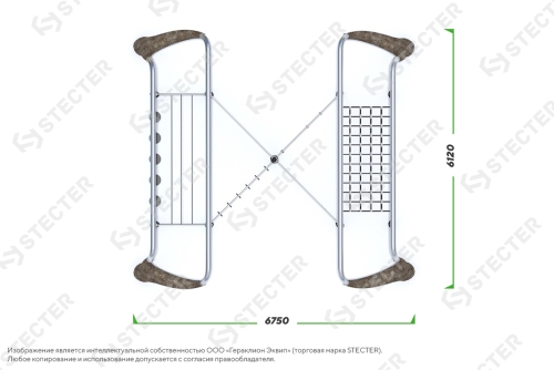Уличный воркаут комплекс "Деревья". Тип 4 - 6,75х6,12 метров (41,3 кв.м.) фото 3
