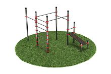 Нержавеющий воркаут комплекс с турниками, шведской стенкой и наклонной лавкой для пресса