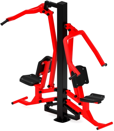 Тяга верхняя + жим от груди (красный) - Уличный тренажер двойной - СТ 027-11.И1 фото 3