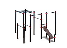 Комплекс из рукохода, брусьев, турников и наклонной лавки для пресса (PAW-54)