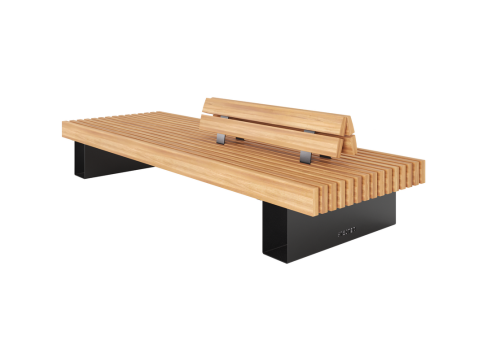 Скамья уличная «Монро» широкая со спинкой, L=3000 мм (спинка 1200 мм)