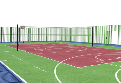 Универсальная спортивная площадка для баскетбола, футбола, волейбола 28х15м. с ограждением 32х19 м. фото 5