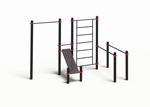 Комплекс из брусьев, турника, шведской стенки и наклонной лавки для пресса (PAW-60)