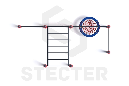 Уличный комплекс из качели Гнездо, шведской стенки, рукохода и двух турников фото 4