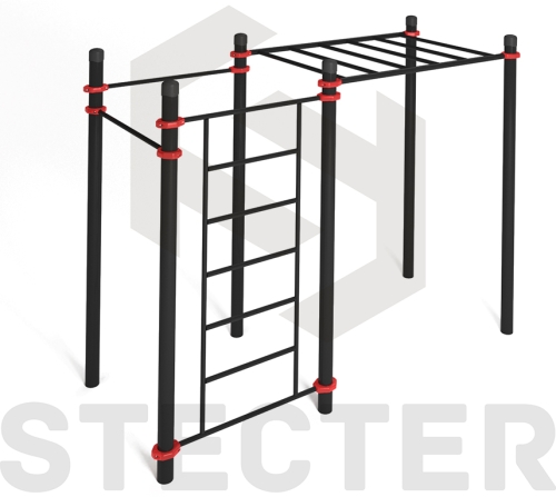 Комплекс для воркаута с рукоходом, шведской стенкой и двумя турниками фото 3