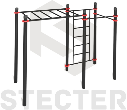 Комплекс для воркаута с рукоходом, шведской стенкой и двумя турниками фото 2