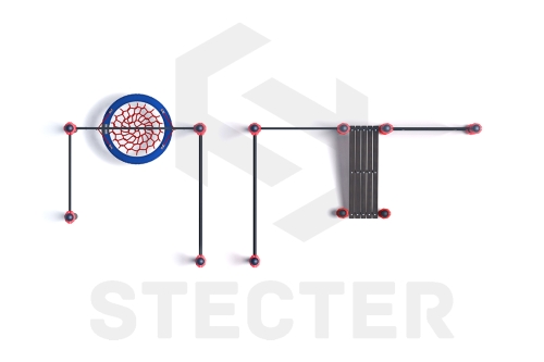 Уличный комплекс из двух турников, качели Гнездо, брусьев, наклонной скамьи и шведской стенки фото 4