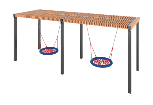 Качели «Викса» двойная с качелями "Гнездо"