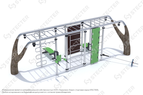 Уличный воркаут комплекс "Деревья". Тип 2 - 8х4,98 метров (40 кв.м.) фото 2
